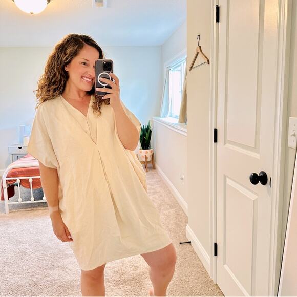 HATCH Cream Linen Blend Mini Dress One Size - Picture 1 of 14